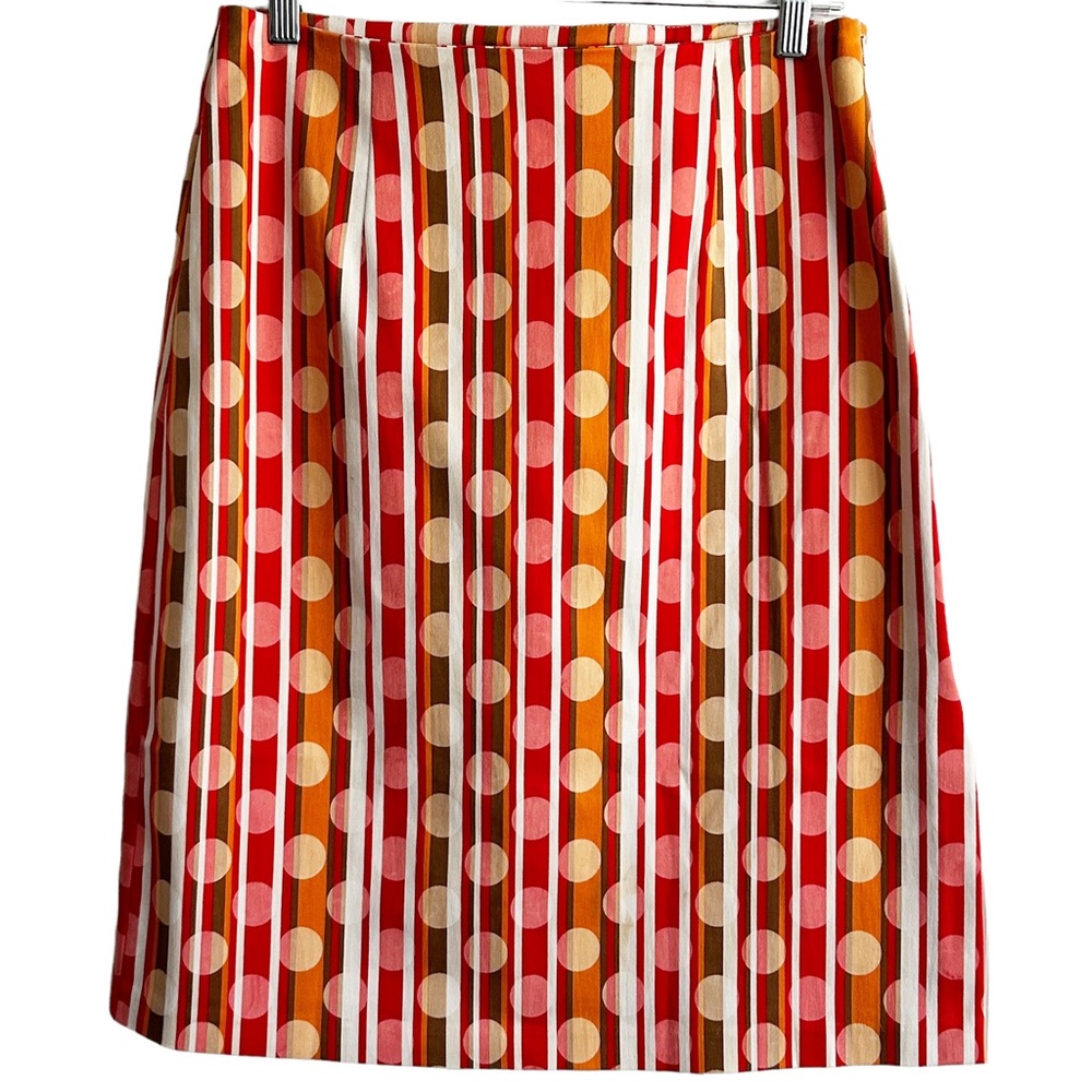 JP & Mattie French Cotton Circle Stripe Cotton Pencil Skirt L